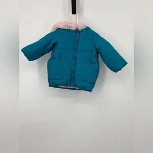NWT First impressions teal torqouise Coat Jacket pink inside Baby Girls
